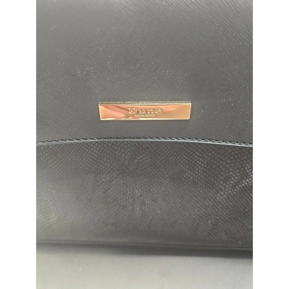 Dune London Black Faux Leather Two-Tone Handbag with Yellow Accents